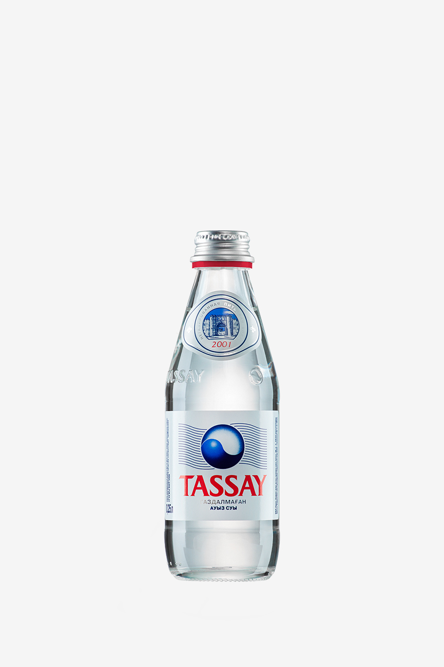 Вода Тассай в стеклянной бутылке, негазированная, 0.25л