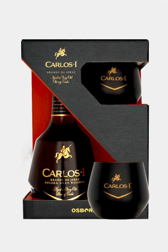 Бренди Карлос l Солера Гран Резерва со стеклянным бокалом, в подарочной упаковке, 0.7л